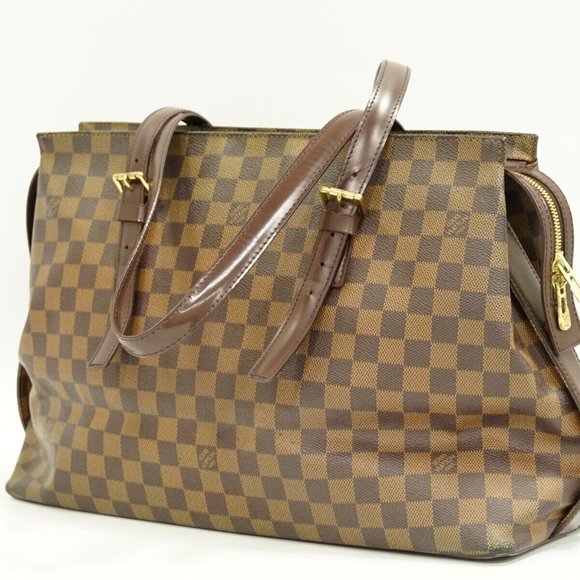 Chelsea Damier Ebene Canvas Shoulder Tote Bag - Picture 2 of 9